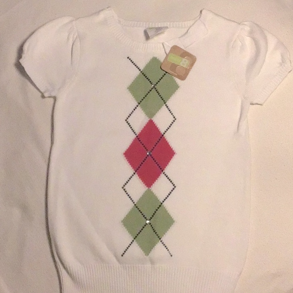 NWT Crazy 8 short sleeved sweater with geometric pattern and embellishments